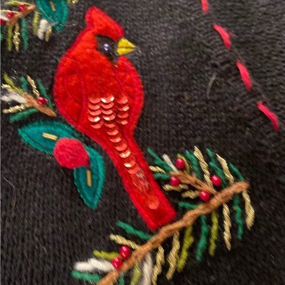 VTG Bobbie Brooks Cardigan Sweater Vest Christmas Cardinal Evergreen Size XL - Picture 3 of 11